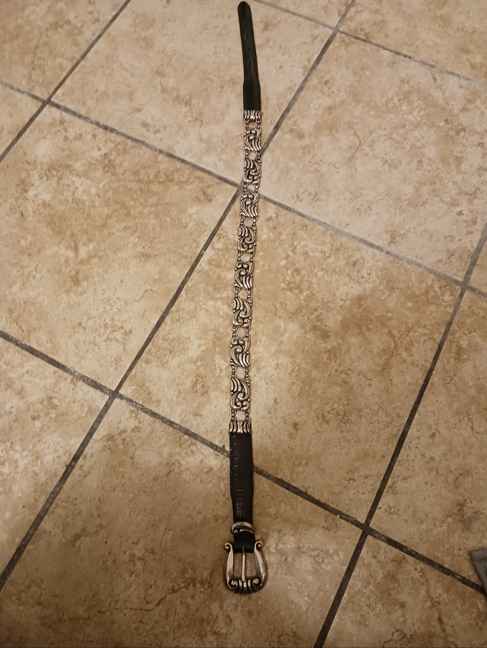 Vtg Brighton Y2k  1996 Black Leather & Silver  Concho Link Belt size Small - Picture 8 of 8